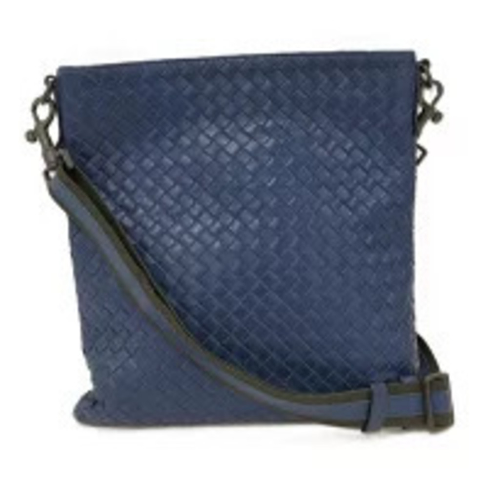 BOTTEGA VENETA Shoulder Bag Intrecciato Leather Blue